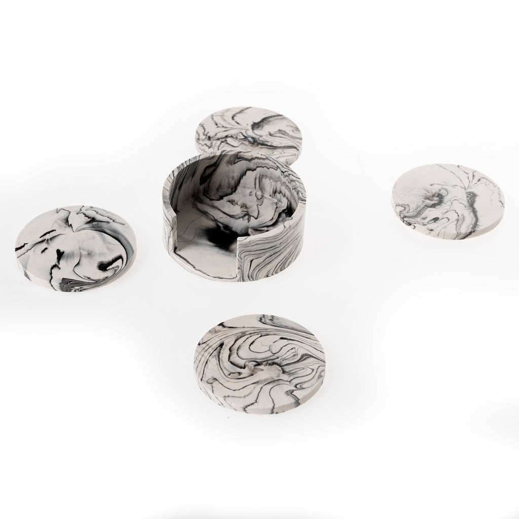MARBLE COASTER SET [BLACK MARBLE]