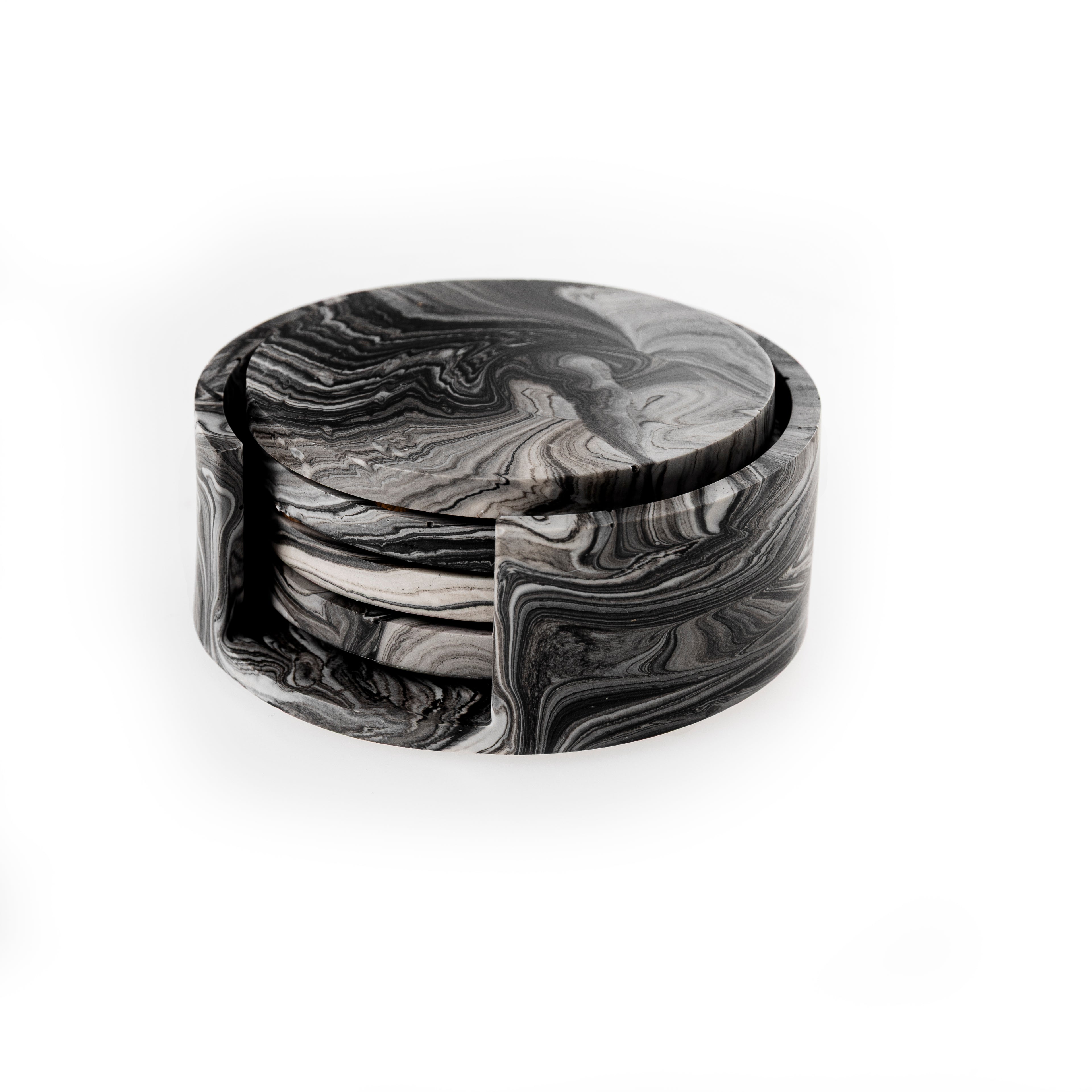 MARBLE COASTER SET [BLACK MARBLE]