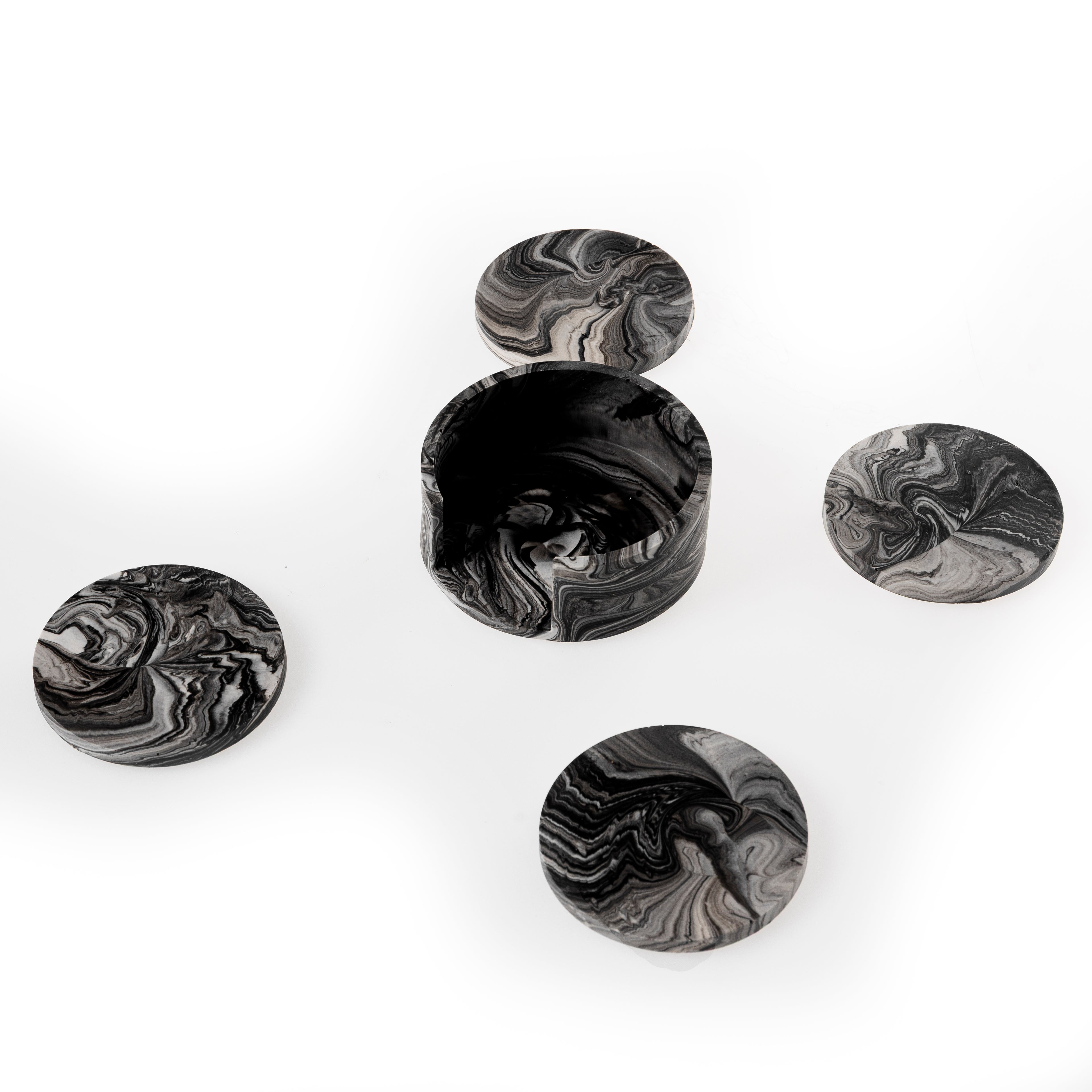 MARBLE COASTER SET [BLACK MARBLE]