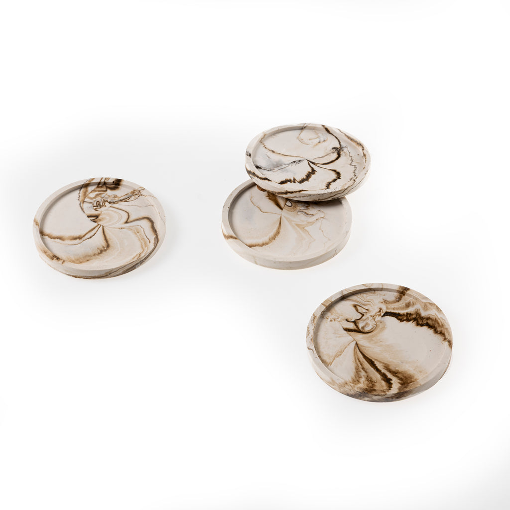 RIMMED COASTER SET [NUDE MARBLE]