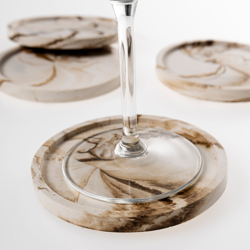 RIMMED COASTER SET [NUDE MARBLE]