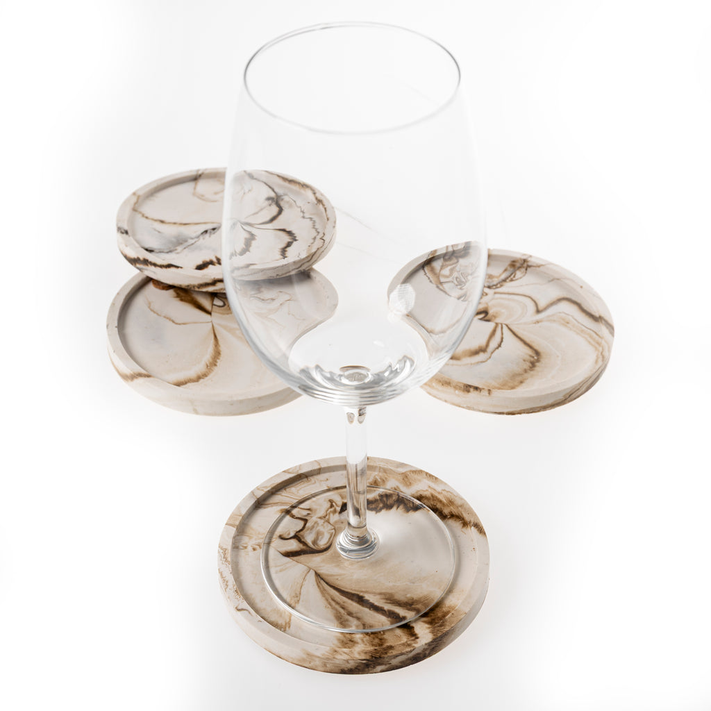 RIMMED COASTER SET [NUDE MARBLE]
