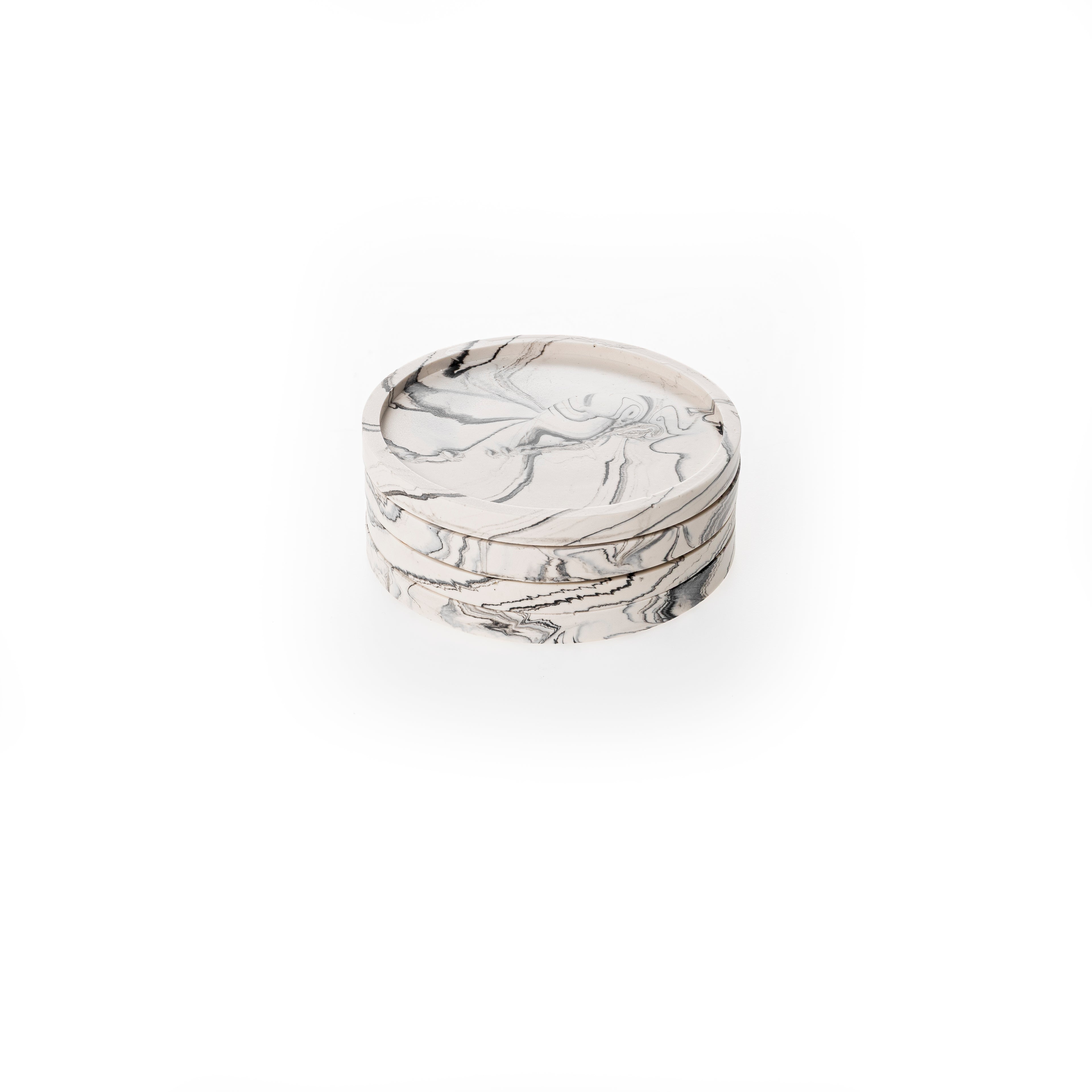 RIMMED COASTER SET [BLACK MARBLE]