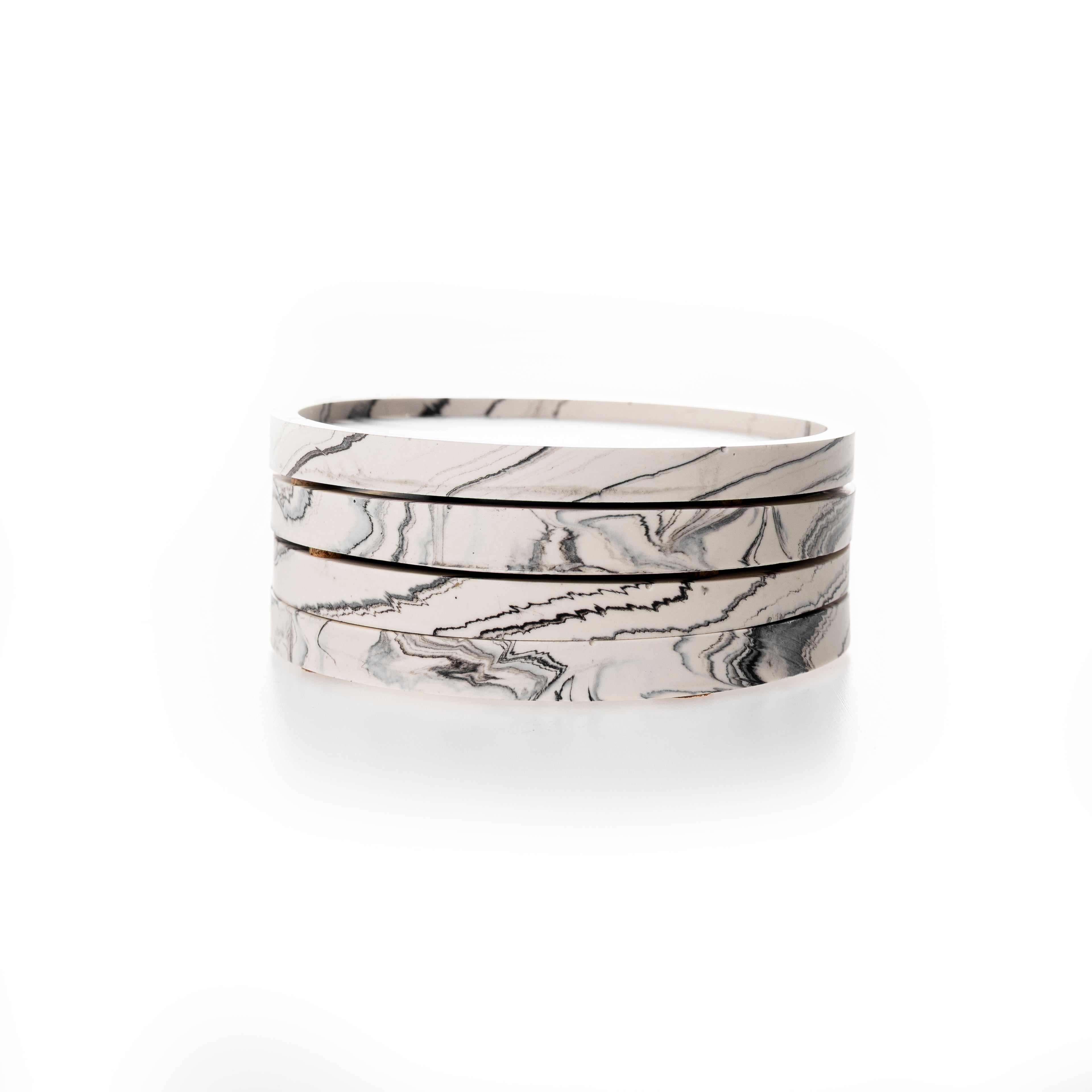 RIMMED COASTER SET [BLACK MARBLE]