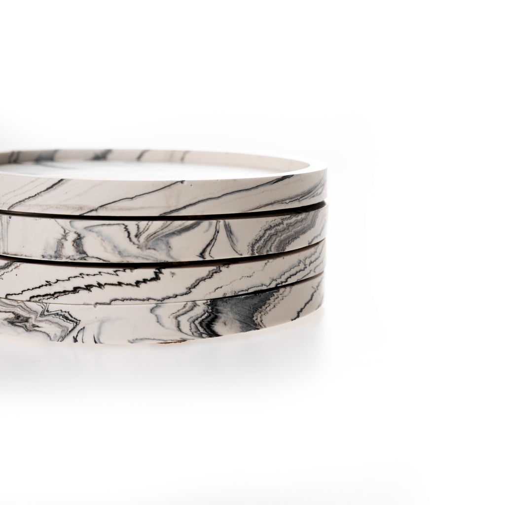 RIMMED COASTER SET [BLACK MARBLE]