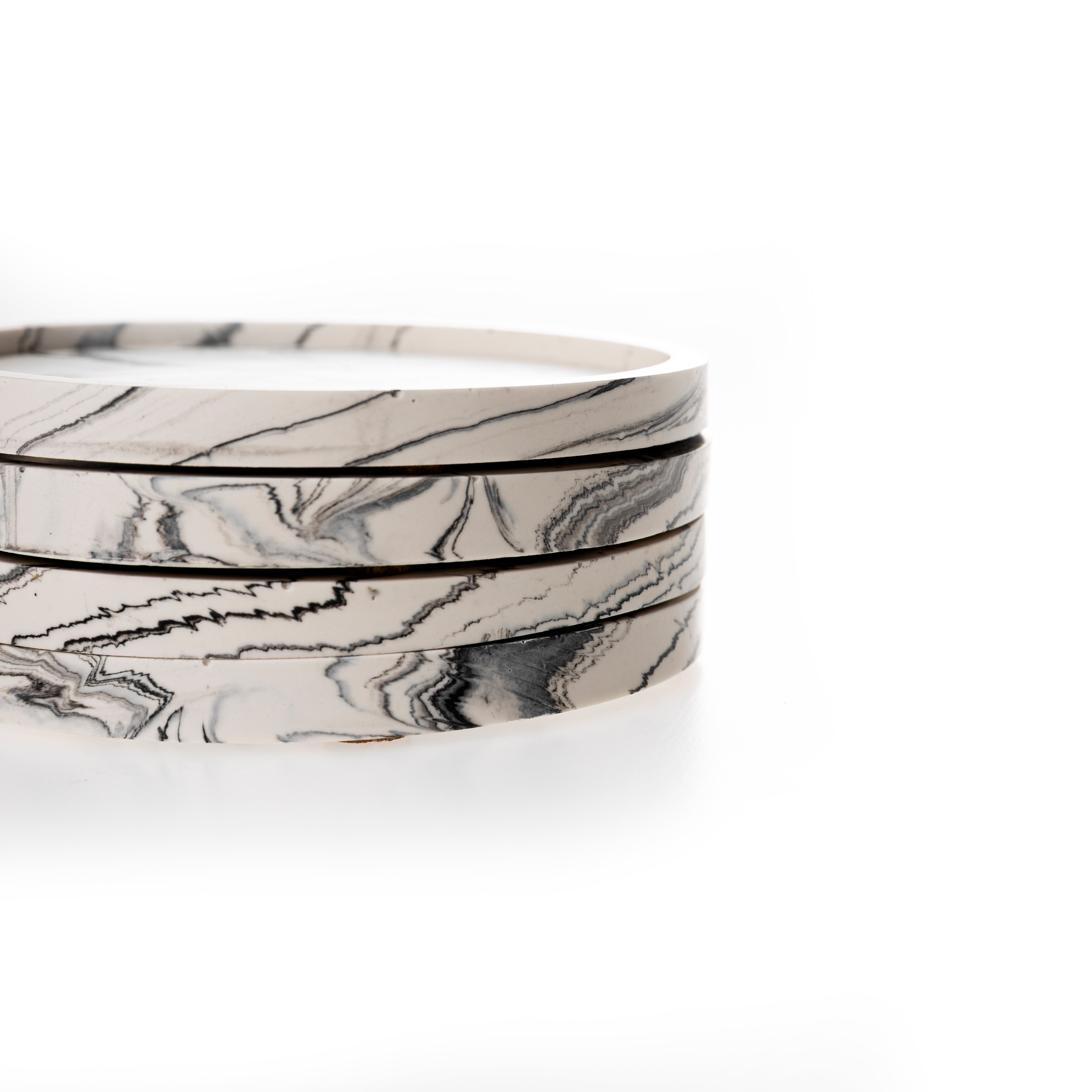 RIMMED COASTER SET [BLACK MARBLE]