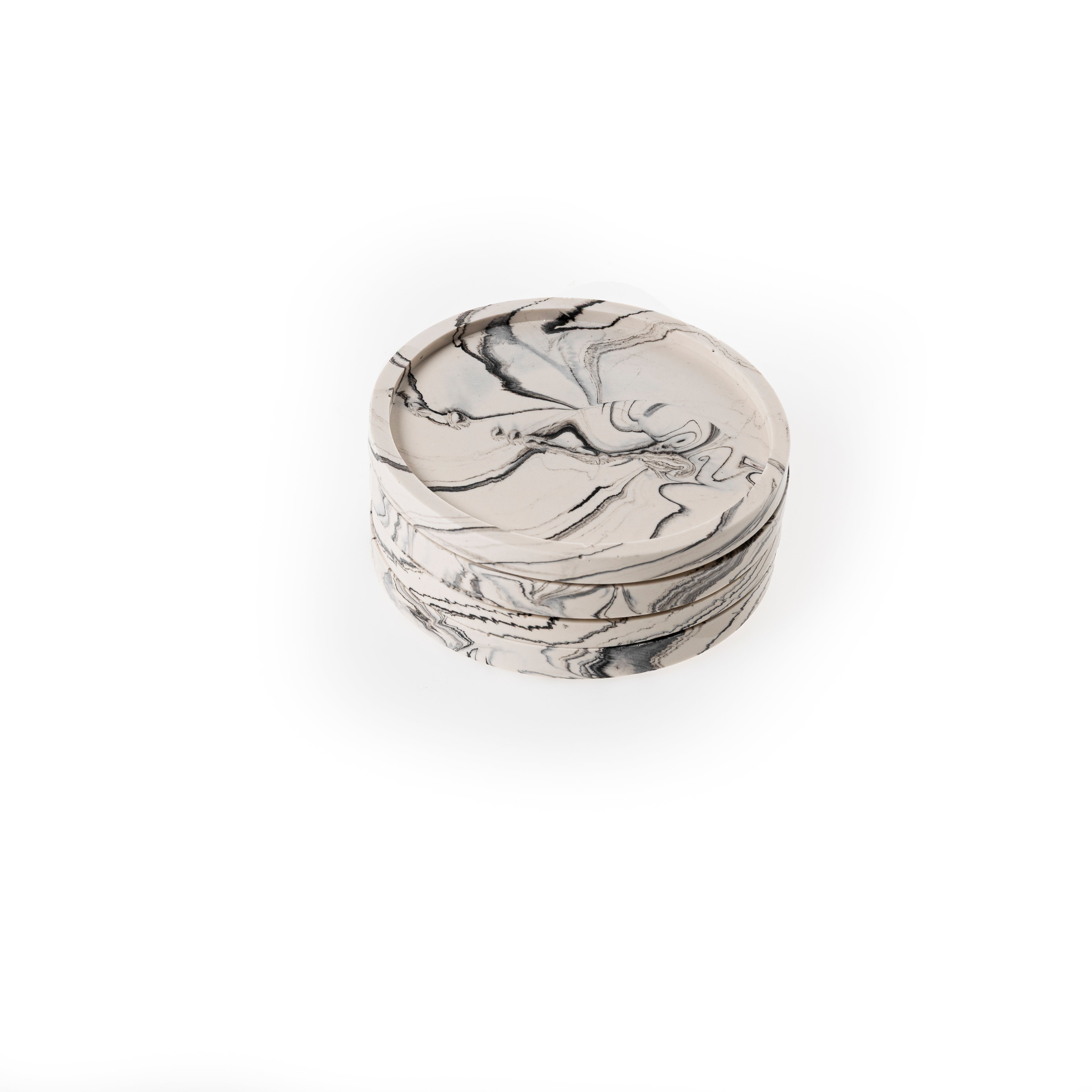 RIMMED COASTER SET [BLACK MARBLE]