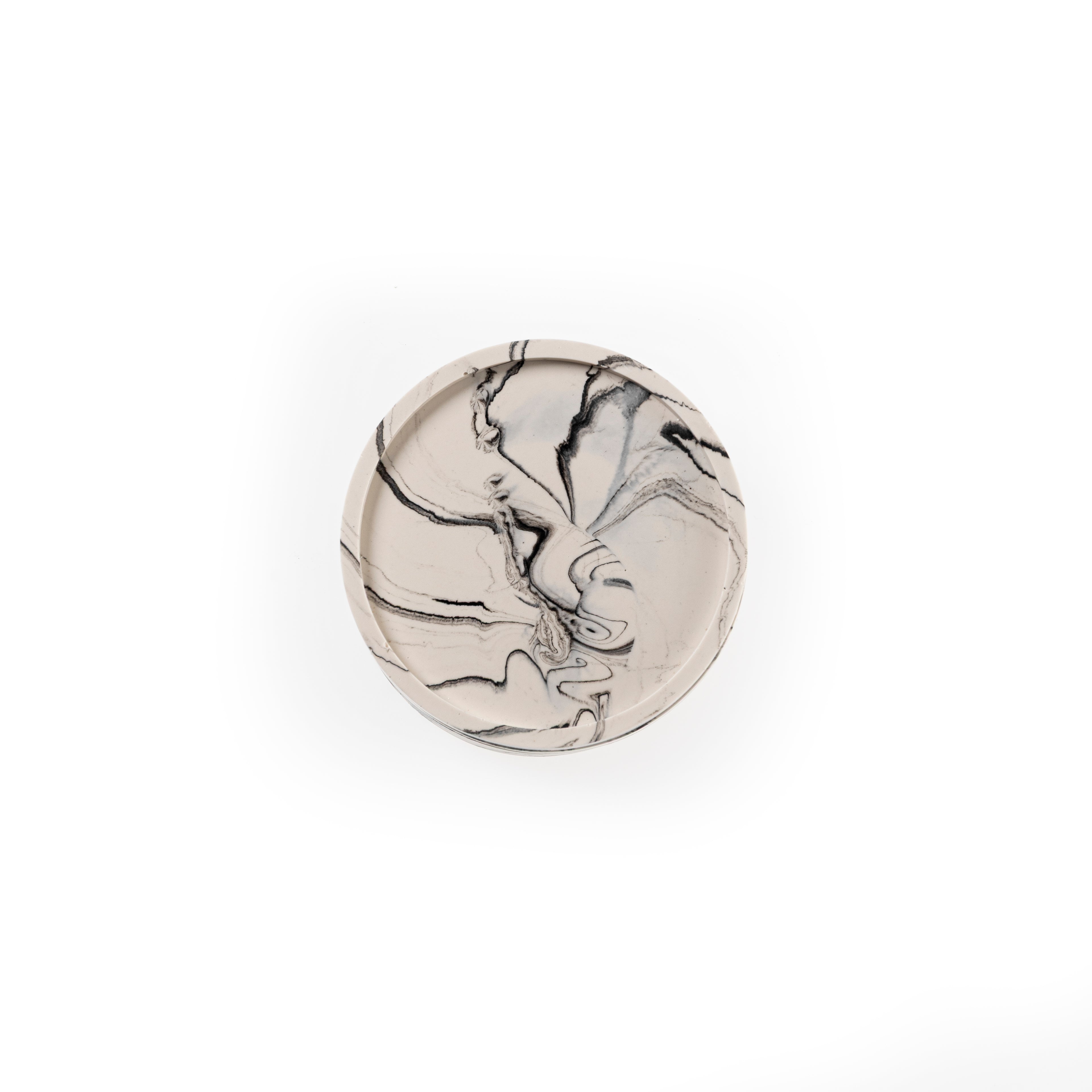 RIMMED COASTER SET [BLACK MARBLE]