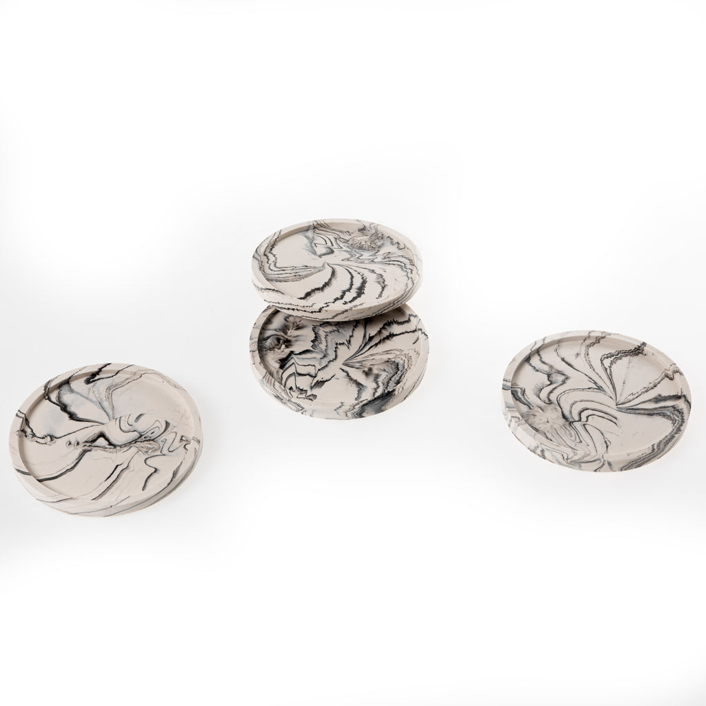 RIMMED COASTER SET [BLACK MARBLE]